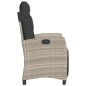 vidaXL Sillón reclinable de jardín con reposapiés ratán PE gris claro vidaXL Sillón reclinable de jardín con reposapiés ratán PE gris claro