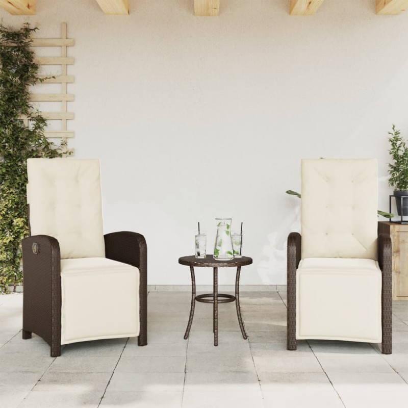 vidaXL Sillones reclinables jardín y reposapiés 2 uds ratán PE marrón vidaXL Sillones reclinables jardín y reposapiés 2 uds ratán PE marrón