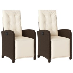 vidaXL Sillones reclinables jardín y reposapiés 2 uds ratán PE marrón