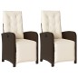 vidaXL Sillones reclinables jardín y reposapiés 2 uds ratán PE marrón vidaXL Sillones reclinables jardín y reposapiés 2 uds ratán PE marrón