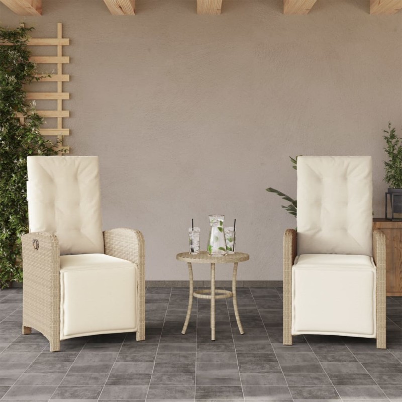 vidaXL Sillones reclinables jardín con reposapiés 2 uds ratán PE beige vidaXL Sillones reclinables jardín con reposapiés 2 uds ratán PE beige