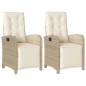 vidaXL Sillones reclinables jardín con reposapiés 2 uds ratán PE beige vidaXL Sillones reclinables jardín con reposapiés 2 uds ratán PE beige