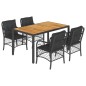 vidaXL Set de muebles jardín 5 pzas con cojines ratán sintético negro vidaXL Set de muebles jardín 5 pzas con cojines ratán sintético negro