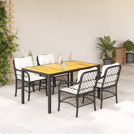 vidaXL Set de muebles jardín 5 pzas con cojines ratán sintético negro
