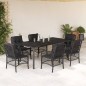 vidaXL Set de comedor de jardín 7 pzas y cojines ratán sintético negro vidaXL Set de comedor de jardín 7 pzas y cojines ratán sintético negro