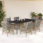 vidaXL Set comedor de jardín 7 pzas con cojines ratán sintético beige