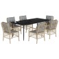 vidaXL Set comedor de jardín 7 pzas con cojines ratán sintético beige