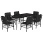 vidaXL Set de comedor de jardín 7 pzas y cojines ratán sintético negro vidaXL Set de comedor de jardín 7 pzas y cojines ratán sintético negro
