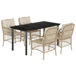vidaXL Set comedor de jardín 5 pzas con cojines ratán sintético beige