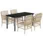 vidaXL Set comedor de jardín 5 pzas con cojines ratán sintético beige vidaXL Set comedor de jardín 5 pzas con cojines ratán sintético beige
