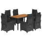 vidaXL Set de comedor de jardín 7 pzas y cojines ratán sintético negro vidaXL Set de comedor de jardín 7 pzas y cojines ratán sintético negro