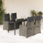 vidaXL Set comedor de jardín 5 piezas con cojines ratán sintético gris vidaXL Set comedor de jardín 5 piezas con cojines ratán sintético gris