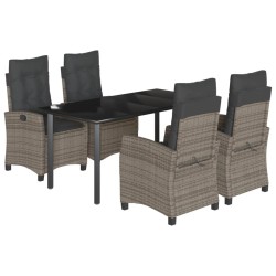 vidaXL Set comedor de jardín 5 piezas con cojines ratán sintético gris