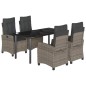 vidaXL Set comedor de jardín 5 piezas con cojines ratán sintético gris vidaXL Set comedor de jardín 5 piezas con cojines ratán sintético gris