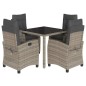 vidaXL Set comedor de jardín 5 piezas con cojines ratán sintético gris vidaXL Set comedor de jardín 5 piezas con cojines ratán sintético gris