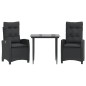 vidaXL Set comedor de jardín 3 pzas con cojines ratán sintético negro vidaXL Set comedor de jardín 3 pzas con cojines ratán sintético negro