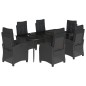 vidaXL Set de comedor de jardín 7 pzas y cojines ratán sintético negro vidaXL Set de comedor de jardín 7 pzas y cojines ratán sintético negro