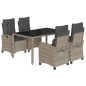 vidaXL Set comedor de jardín 5 piezas con cojines ratán sintético gris vidaXL Set comedor de jardín 5 piezas con cojines ratán sintético gris