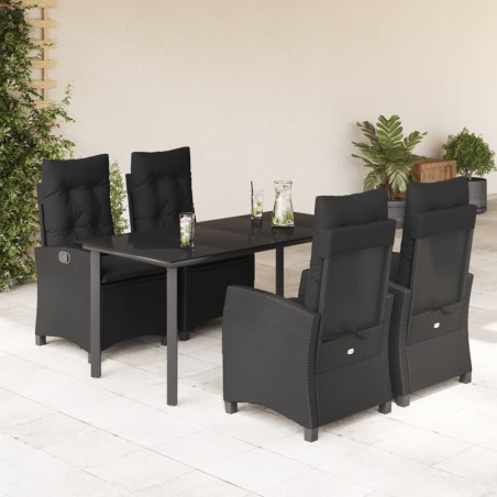 vidaXL Set de muebles jardín 5 pzas con cojines ratán sintético negro