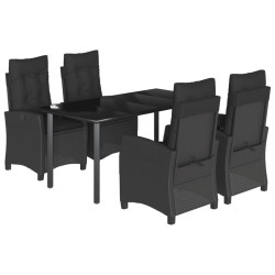 vidaXL Set de muebles jardín 5 pzas con cojines ratán sintético negro