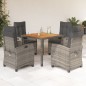 vidaXL Set comedor de jardín 5 piezas con cojines ratán sintético gris vidaXL Set comedor de jardín 5 piezas con cojines ratán sintético gris