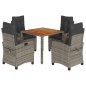 vidaXL Set comedor de jardín 5 piezas con cojines ratán sintético gris vidaXL Set comedor de jardín 5 piezas con cojines ratán sintético gris