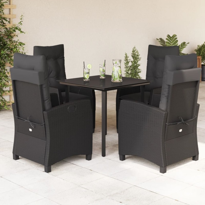 vidaXL Set de muebles jardín 5 pzas con cojines ratán sintético negro vidaXL Set de muebles jardín 5 pzas con cojines ratán sintético negro