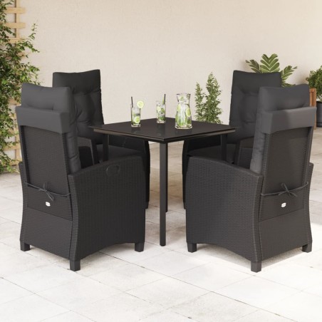 vidaXL Set de muebles jardín 5 pzas con cojines ratán sintético negro