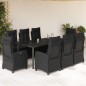 vidaXL Set de comedor de jardín 9 pzas y cojines ratán sintético negro vidaXL Set de comedor de jardín 9 pzas y cojines ratán sintético negro