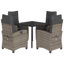 vidaXL Set comedor de jardín 5 piezas con cojines ratán sintético gris