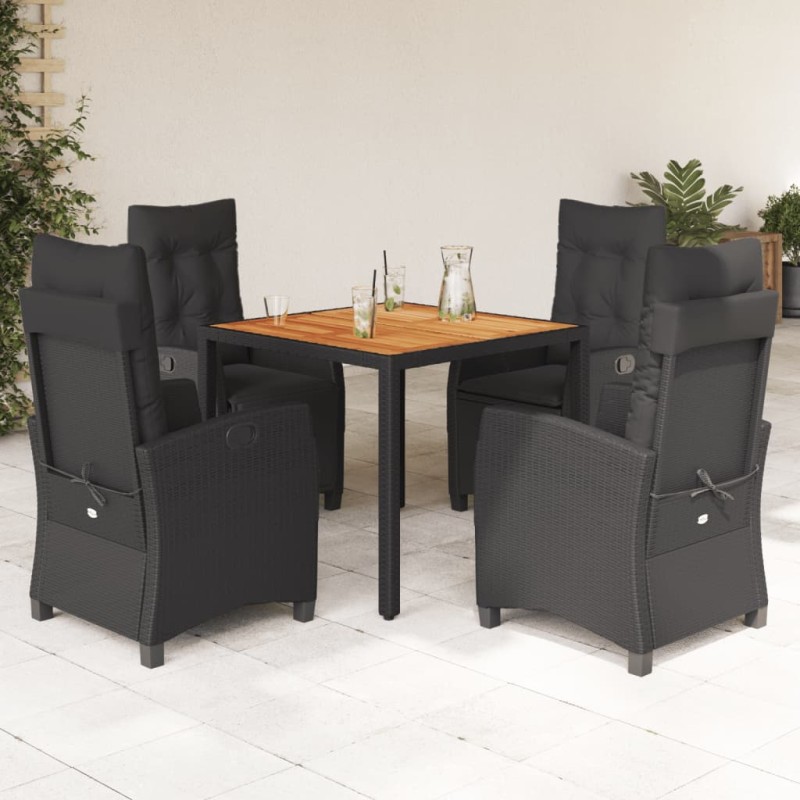 vidaXL Set de muebles jardín 5 pzas con cojines ratán sintético negro vidaXL Set de muebles jardín 5 pzas con cojines ratán sintético negro