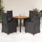 vidaXL Set de muebles jardín 5 pzas con cojines ratán sintético negro vidaXL Set de muebles jardín 5 pzas con cojines ratán sintético negro