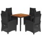 vidaXL Set de muebles jardín 5 pzas con cojines ratán sintético negro vidaXL Set de muebles jardín 5 pzas con cojines ratán sintético negro