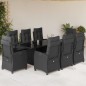 vidaXL Set de comedor de jardín 9 pzas y cojines ratán sintético negro vidaXL Set de comedor de jardín 9 pzas y cojines ratán sintético negro