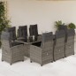 vidaXL Set comedor jardín 9 pzas y cojines ratán sintético gris vidaXL Set comedor jardín 9 pzas y cojines ratán sintético gris