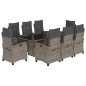 vidaXL Set comedor jardín 9 pzas y cojines ratán sintético gris vidaXL Set comedor jardín 9 pzas y cojines ratán sintético gris