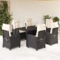 vidaXL Set de comedor de jardín 7 pzas y cojines ratán sintético negro vidaXL Set de comedor de jardín 7 pzas y cojines ratán sintético negro
