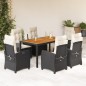 vidaXL Set de comedor de jardín 7 pzas y cojines ratán sintético negro vidaXL Set de comedor de jardín 7 pzas y cojines ratán sintético negro