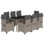 vidaXL Set comedor jardín 9 pzas y cojines ratán sintético gris vidaXL Set comedor jardín 9 pzas y cojines ratán sintético gris