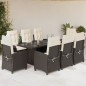 vidaXL Set comedor para jardín 9 pzas y cojines ratán sintético marrón vidaXL Set comedor para jardín 9 pzas y cojines ratán sintético marrón