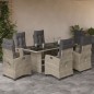 vidaXL Set comedor jardín 7 pzas y cojines ratán sintético gris claro vidaXL Set comedor jardín 7 pzas y cojines ratán sintético gris claro