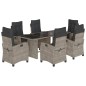vidaXL Set comedor jardín 7 pzas y cojines ratán sintético gris claro vidaXL Set comedor jardín 7 pzas y cojines ratán sintético gris claro