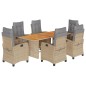 vidaXL Set comedor de jardín 7 pzas con cojines ratán sintético beige vidaXL Set comedor de jardín 7 pzas con cojines ratán sintético beige