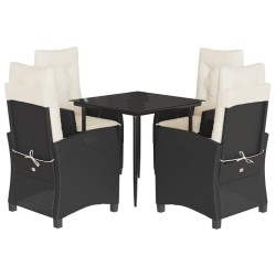 vidaXL Set de muebles jardín 5 pzas con cojines ratán sintético negro
