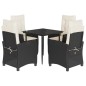 vidaXL Set de muebles jardín 5 pzas con cojines ratán sintético negro vidaXL Set de muebles jardín 5 pzas con cojines ratán sintético negro