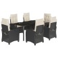 vidaXL Set de comedor de jardín 7 pzas y cojines ratán sintético negro vidaXL Set de comedor de jardín 7 pzas y cojines ratán sintético negro