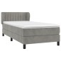 vidaXL Cama box spring con colchón terciopelo gris claro 100x200 cm vidaXL Cama box spring con colchón terciopelo gris claro 100x200 cm