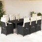 vidaXL Set de comedor de jardín 9 pzas y cojines ratán sintético negro vidaXL Set de comedor de jardín 9 pzas y cojines ratán sintético negro