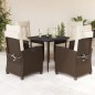 vidaXL Set comedor de jardín 5 piezas y cojines ratán sintético marrón vidaXL Set comedor de jardín 5 piezas y cojines ratán sintético marrón