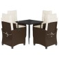 vidaXL Set comedor de jardín 5 piezas y cojines ratán sintético marrón vidaXL Set comedor de jardín 5 piezas y cojines ratán sintético marrón